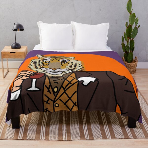 Item preview, Tiger in a Suit Drinking Red Wine Portrait designed and sold by ellenhenry.