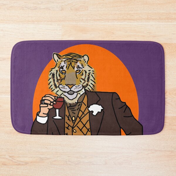 Item preview, Tiger in a Suit Drinking Red Wine Portrait designed and sold by ellenhenry.