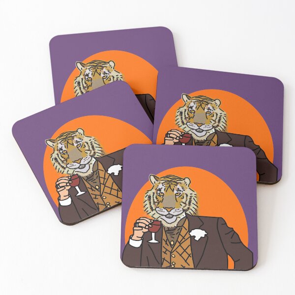 Item preview, Tiger in a Suit Drinking Red Wine Portrait designed and sold by ellenhenry.