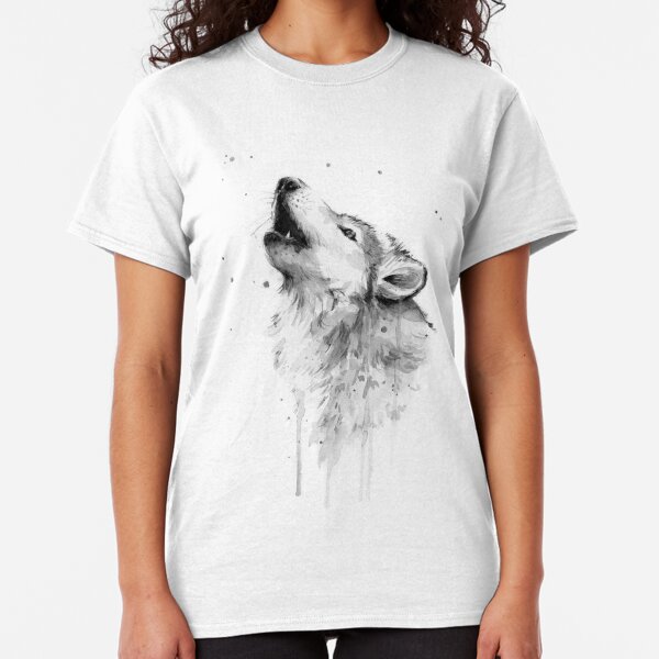 Wolf Howling Watercolor Classic T-Shirt