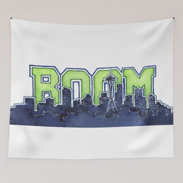Item preview, Seattle Skyline 12th Man Legion of Boom Painting designed and sold by Olga Shvartsur.