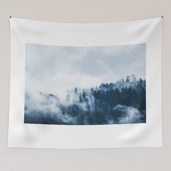Item preview, Green Pine Trees Covered around Fogs During Daytime - White Sky Aesthetic Graphic designed and sold by cypher33.