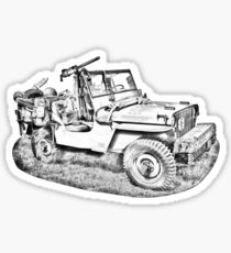 Willys World War Two Army Jeep Illustration Sticker
