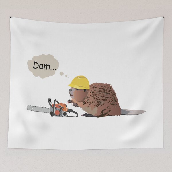 Item preview, Brown Beaver with Chainsaw and Safety Helmet designed and sold by NorseTech.