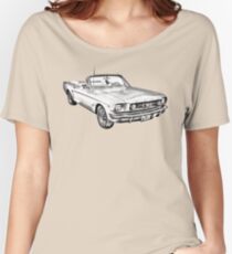 1965 Red Ford Mustang Convertible Drawing Women's Relaxed Fit T-Shirt