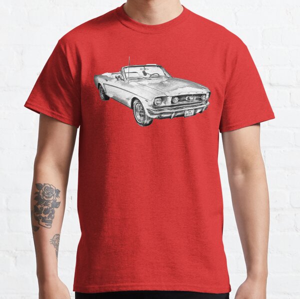 1965 Ford Mustang cabriolet rouge dessin T-shirt classique