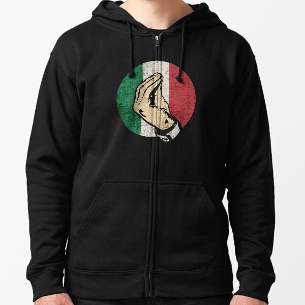 Italian Hand Gesture Sing Language Funny Italy Flag Vintage Zipped Hoodie