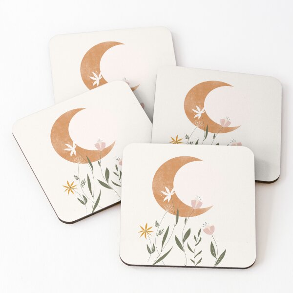 Item preview, Boho Moon Art l Moon and flowers art l Modern and Minimal  designed and sold by myrll.
