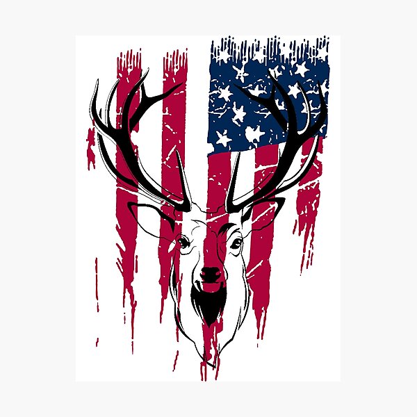 Artikel-Vorschau von Hirschkopf amerikanische Flagge, designt und verkauft von Wickedsherry13.