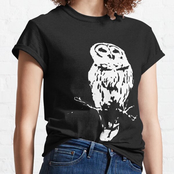 Aperçu de l'œuvre OwlGrey vêtements bio bambou oiseau chouette Art chouette Illustration chouette impression femmes mystique chouette science créée et vendue par AdisonKelP.