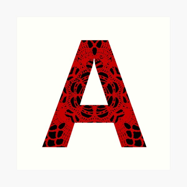 red black letter initial a alphabet lace art print for sale by sinlanchester redbubble