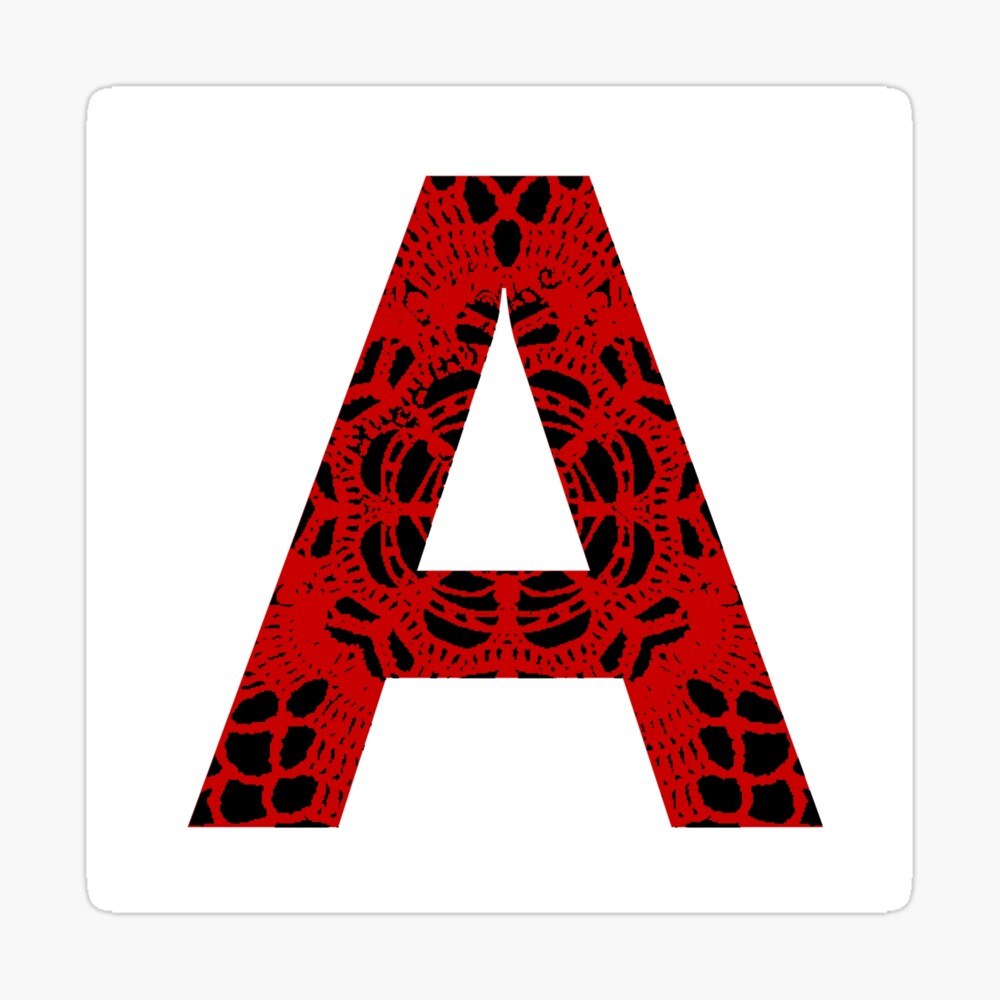 red black letter initial a alphabet lace art print by sinlanchester redbubble