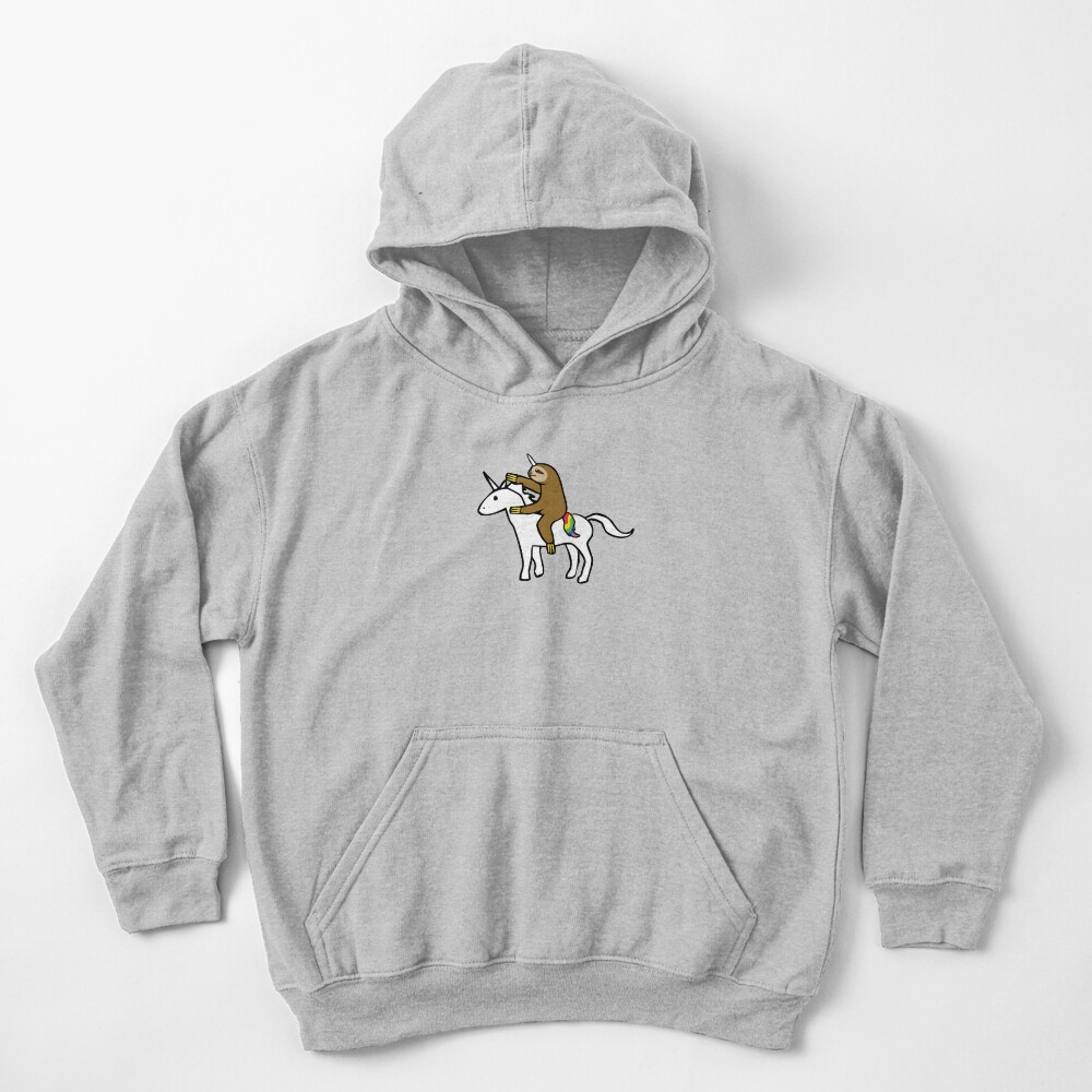 Slothicorn Riding Unicorn Kids Pullover Hoodie