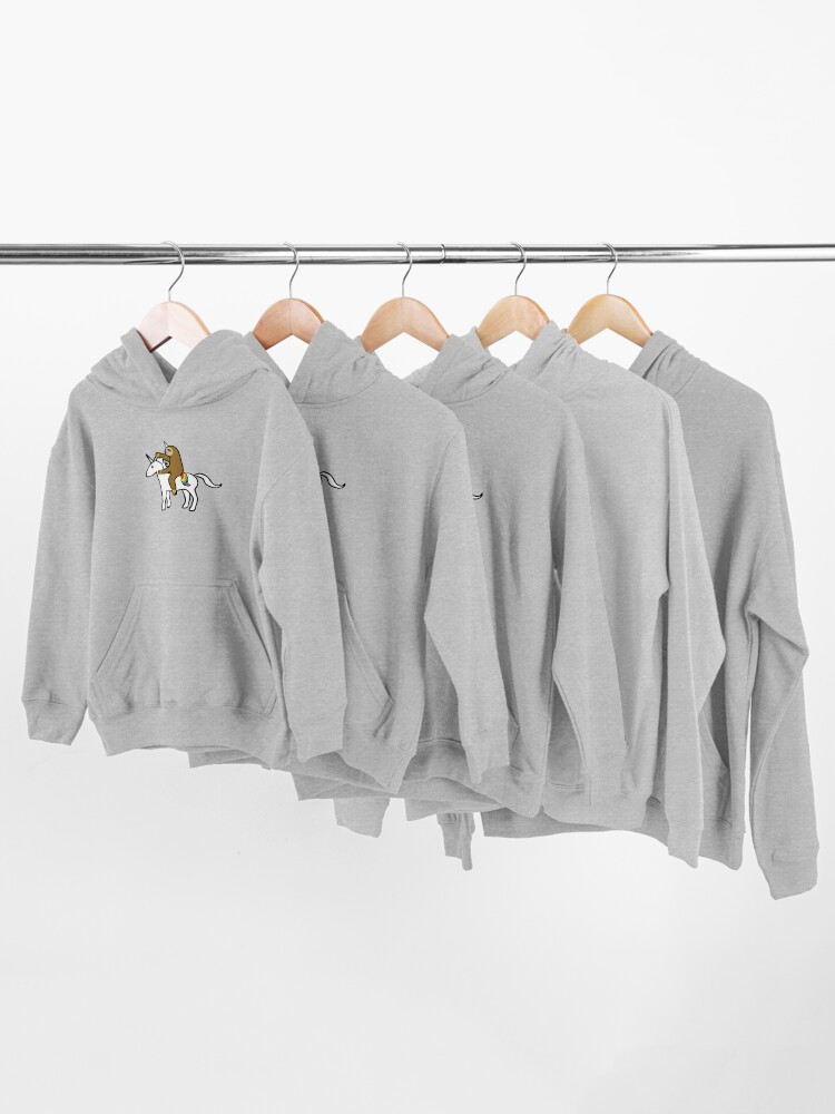 Alternate view of Slothicorn Riding Unicorn Kids Pullover Hoodie