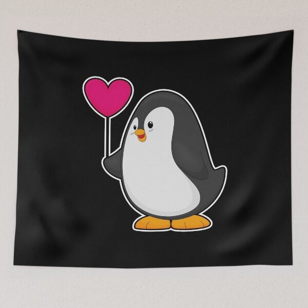 Aperçu de l'œuvre Penguin with Heart Balloon créée et vendue par Snabdesign84.
