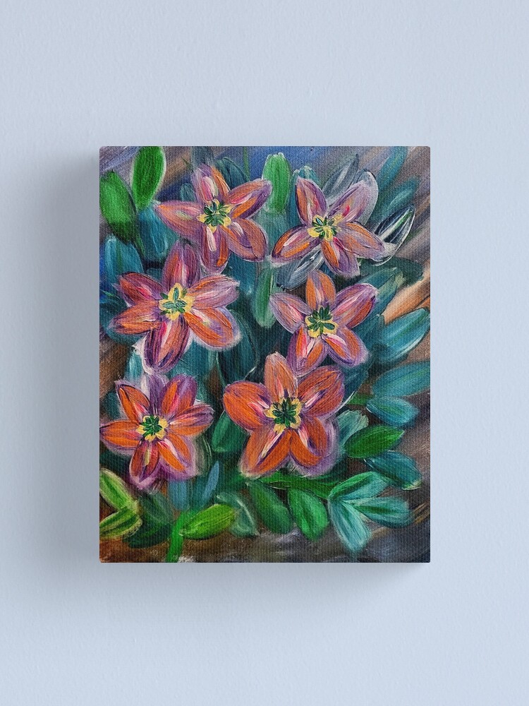 Alternate view of Abstract flowers in metallic paint Canvas Print