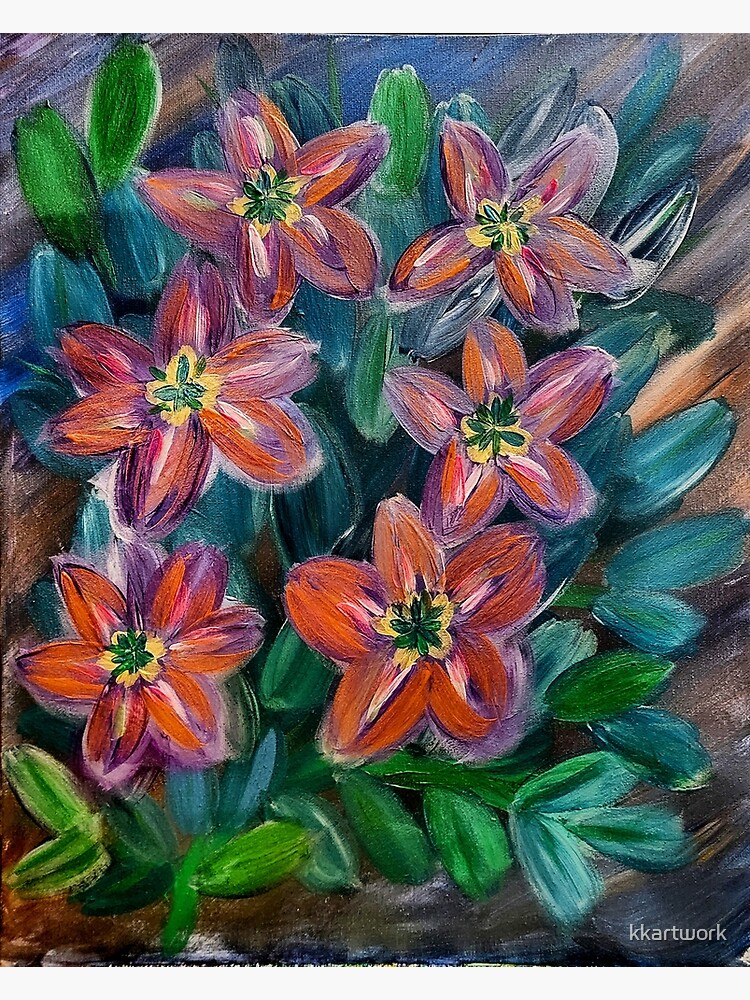 Abstract flowers in metallic paint by kkartwork