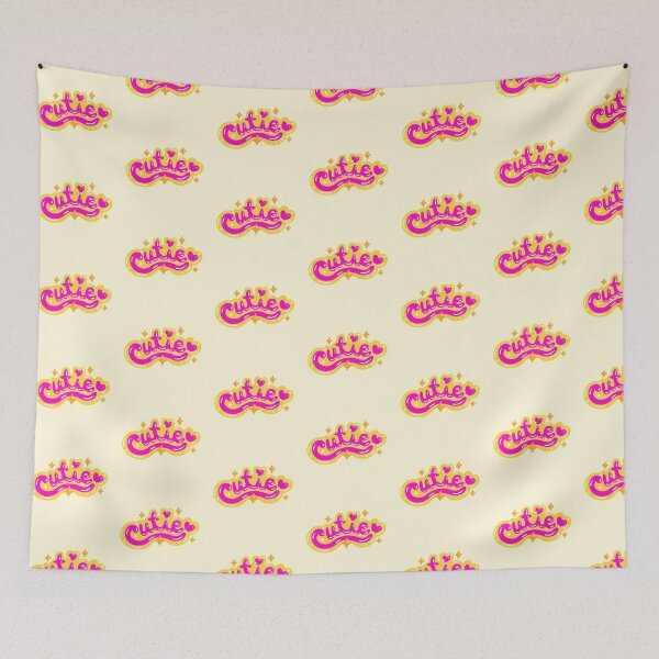 Item preview, cutie text in pink and yellow designed and sold by art-and-sticker.