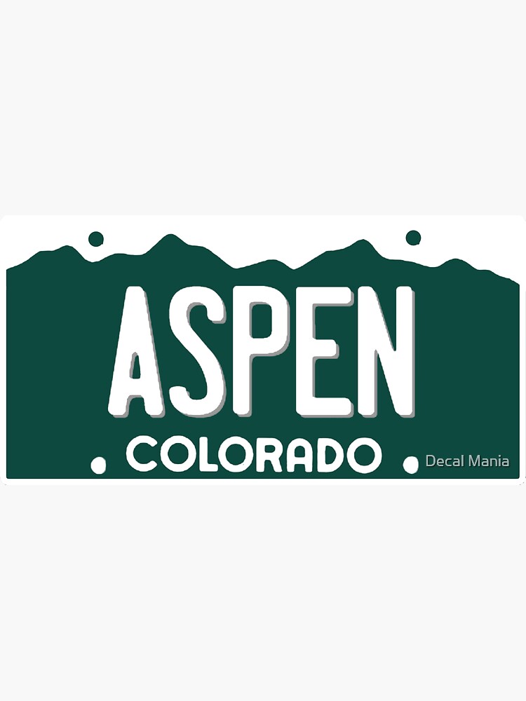 "Aspen, CO License Plate" Sticker for Sale by zsonn Redbubble
