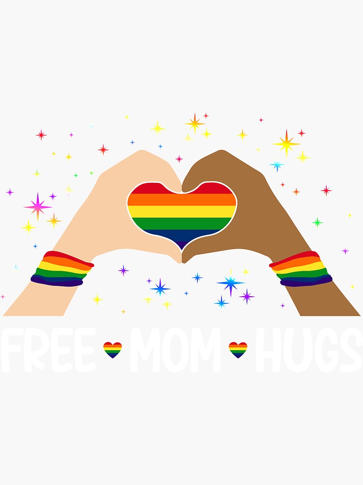 Free Mom Hugs Lgbt Flag Gay Lesbian Pride Parades Rainbow Sticker For