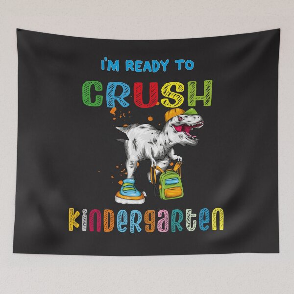 Item preview, I'm Ready To Crush Kindergarten T Rex Dino Holding backpack Classic T-Shirt designed and sold by zaki ⭐⭐⭐⭐⭐.