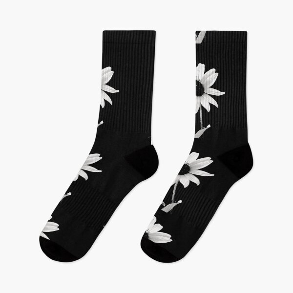 Item preview, white chamomile on a black background with black core designed and sold by filon19931.
