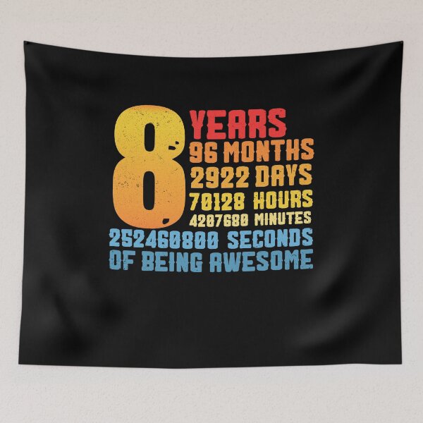 Item preview, 8th Birthday 8 Years Old Vintage Retro 96 Months designed and sold by FucaGirl.