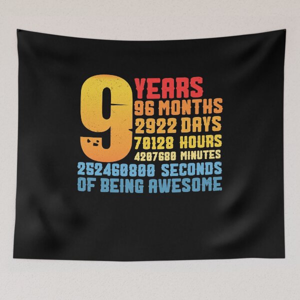 Item preview, 9th Birthday 9 Years Old Vintage Retro 96 Months designed and sold by FucaGirl.