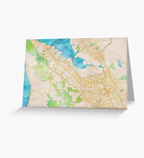 Watercolor map of Silicon Valley Greeting Card