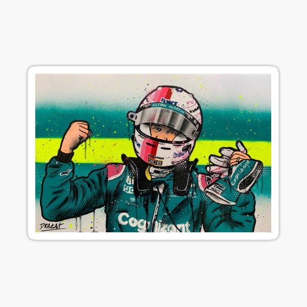 Sebastian Vettel, Astoon Martin - Graffiti-Malerei von DRAutoArt Sticker