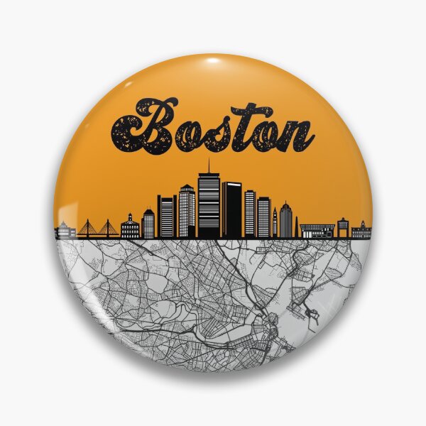 Item preview, Boston City Skyline With Map Vintage designed and sold by KrisSidDesigns.