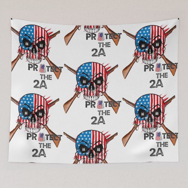 Item preview, Protect the 2A American flag skull designed and sold by Designs Of all kinds.
