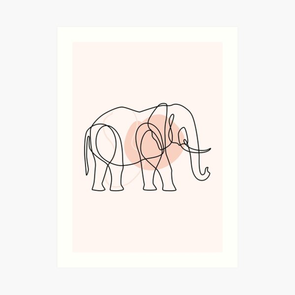elephant one line BOHO ART Art Print