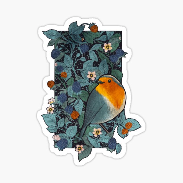 Item preview, Robin and blackberries designed and sold by Syntetyc.