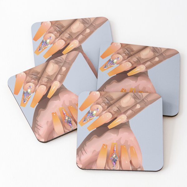 Aperçu de l'œuvre Art d'ongles en acrylique bling orange créée et vendue par emiliapapaya.