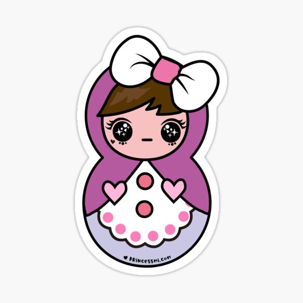 russian matryoshka , cute kawaii doll art Sticker