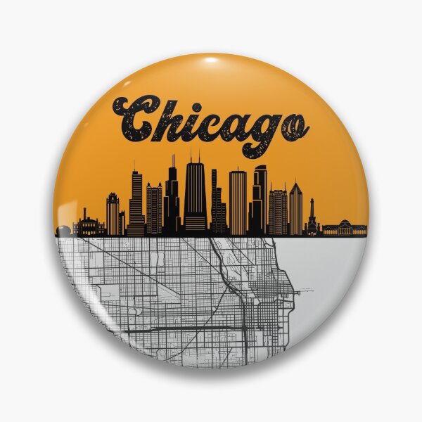 Item preview, Chicago City Skyline With Map Vintage designed and sold by KrisSidDesigns.
