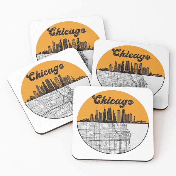 Item preview, Chicago City Skyline With Map Vintage designed and sold by KrisSidDesigns.