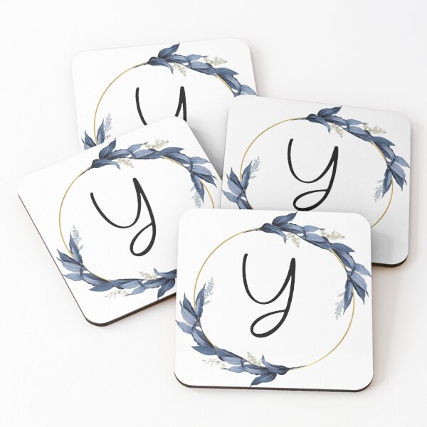 Item preview, Monogram with blue leaves letter Y designed and sold by JustSeasons.