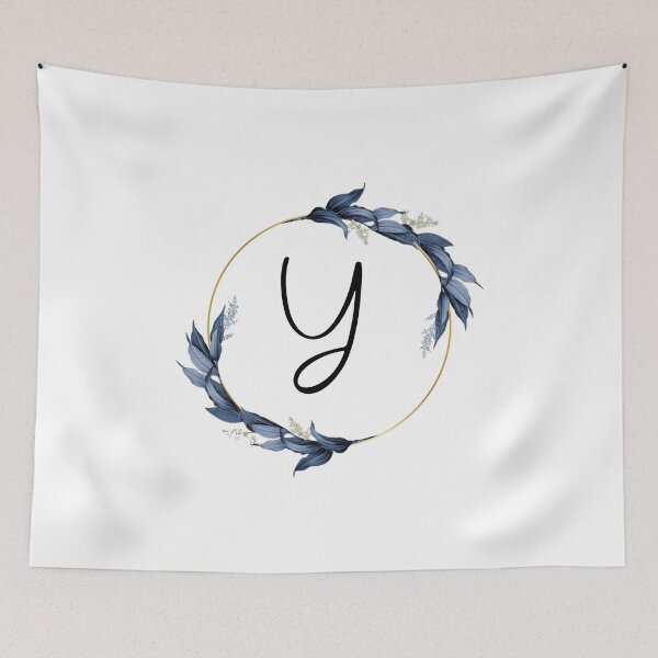 Item preview, Monogram with blue leaves letter Y designed and sold by JustSeasons.