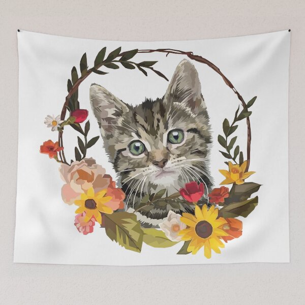 Item preview, Flower Wreath Kitten designed and sold by aecdesign.