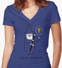 Pizza Wizzard Women's Fitted V-Neck T-Shirt