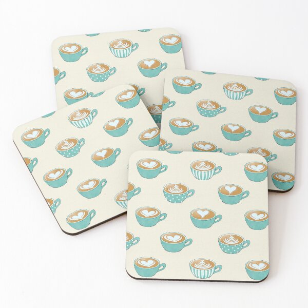 Item preview, Latte Art in Cute Blue Coffee Mugs designed and sold by tanyadraws.