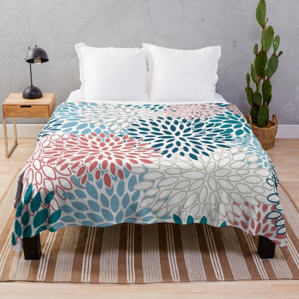 Item preview, Floral Blooms, Coral, Navy, Teal, Blue designed and sold by meggydesigns.