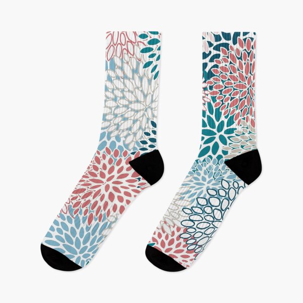 Item preview, Floral Blooms, Coral, Navy, Teal, Blue designed and sold by meggydesigns.