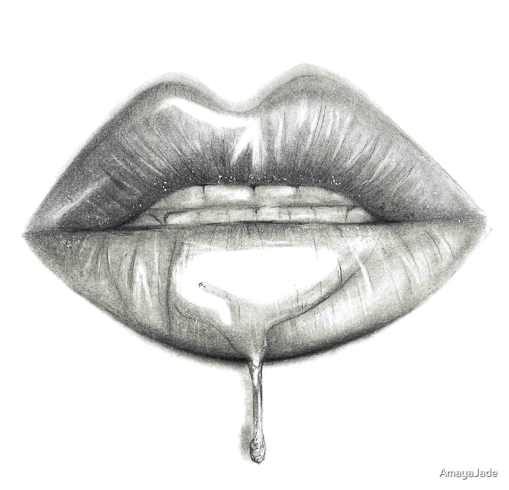 "Pencil Lips Drawing" by AmayaJade Redbubble