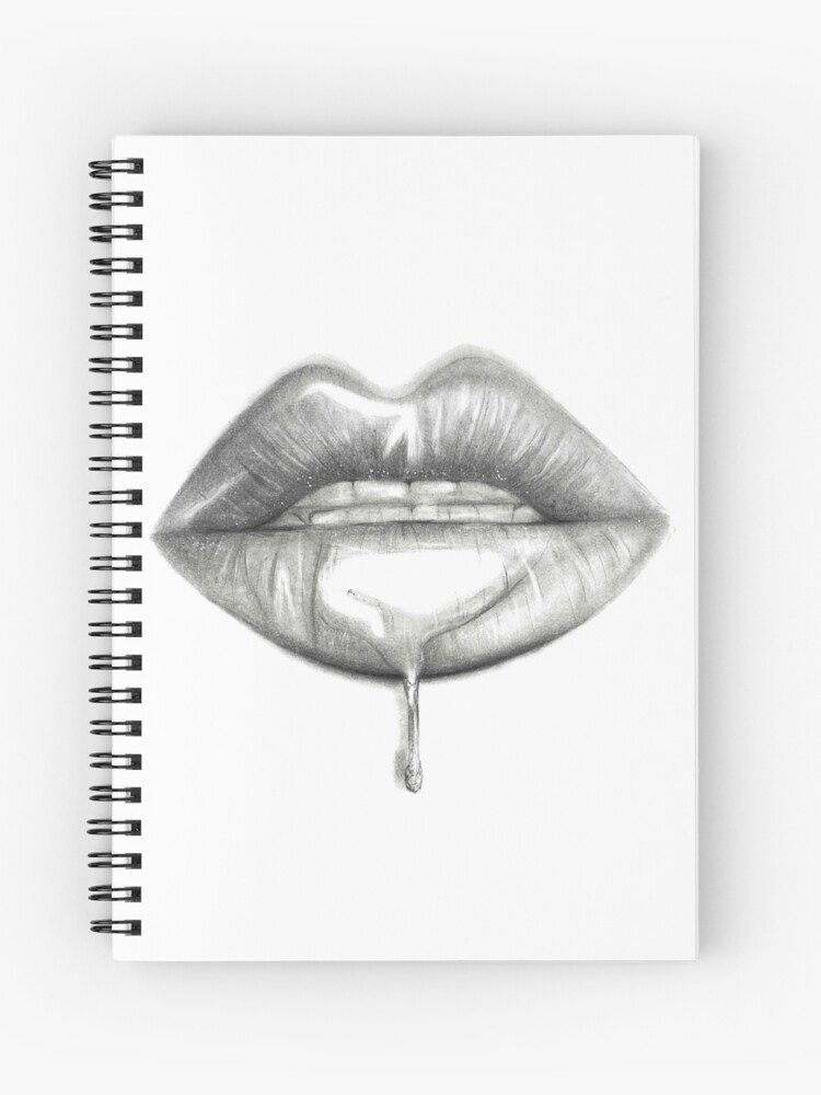 Cuaderno de espiral «Dibujo de labios lápiz» de AmayaJade | Redbubble