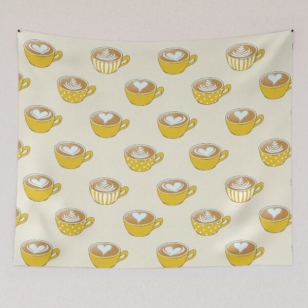 Item preview, Latte Art in Cute Yellow Coffee Mugs designed and sold by tanyadraws.