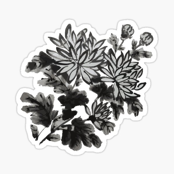 happyfish33_flower7_chrysanthemum flower Sticker