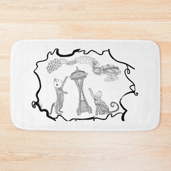 Artikelvorschau, Seattle Kitties spielen mit Space Needle Zendoodle entworfen und verkauft von PrettyCityKitty.
